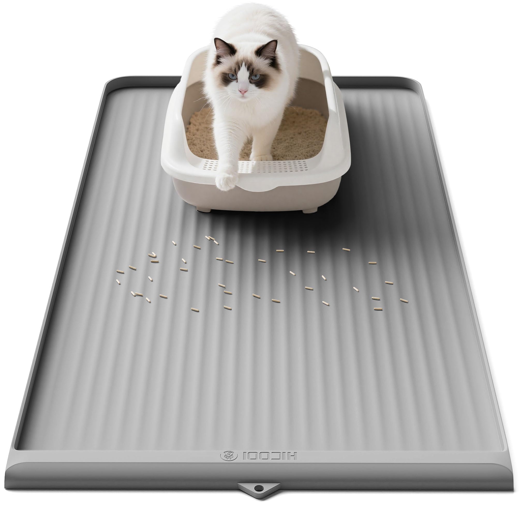 Alfombra para caja de arena HICOOI con borde elevado y captura de desorden