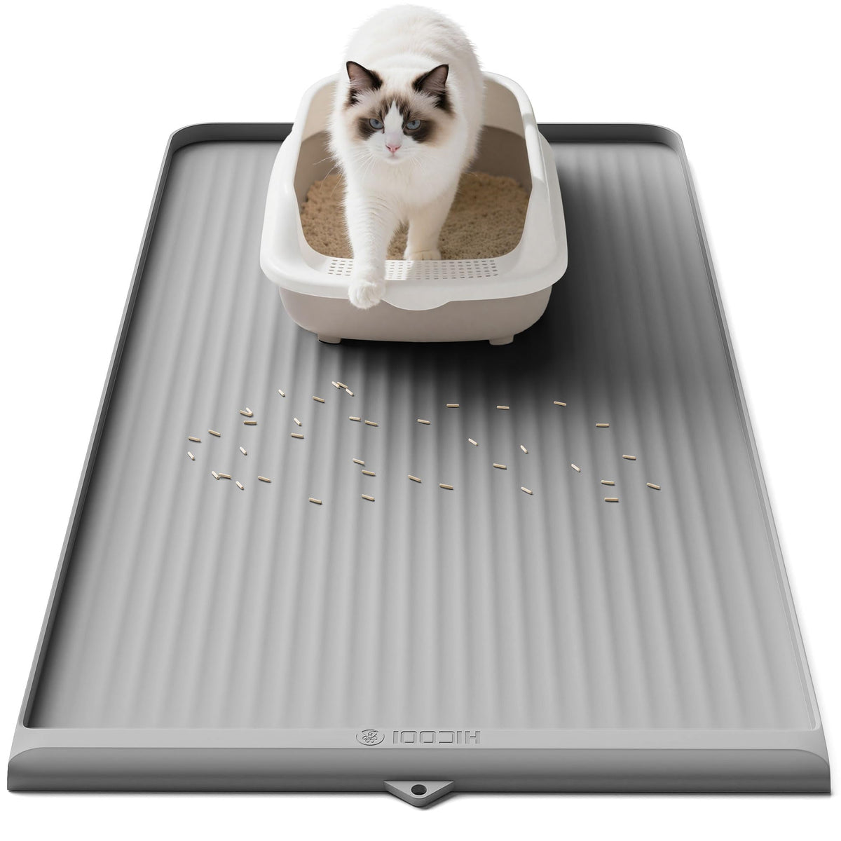 Alfombra para caja de arena HICOOI con borde elevado y captura de desorden