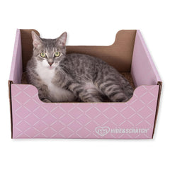 Hide & Scratch caja rasca gatos rosa claro, diseño diamante, para juego y descanso