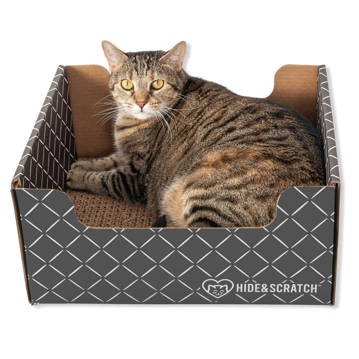 Hide & Scratch: caja rasca gato diamante oscuro para juego y descanso.