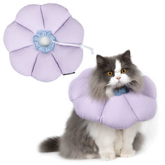 hidream collar cono gato lila flor: comodidad floral para la recuperación suave