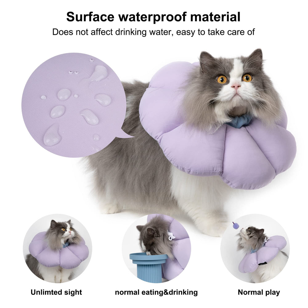 hidream collar cono gato impermeable ajuste elastico: ajuste seguro para comer y beber