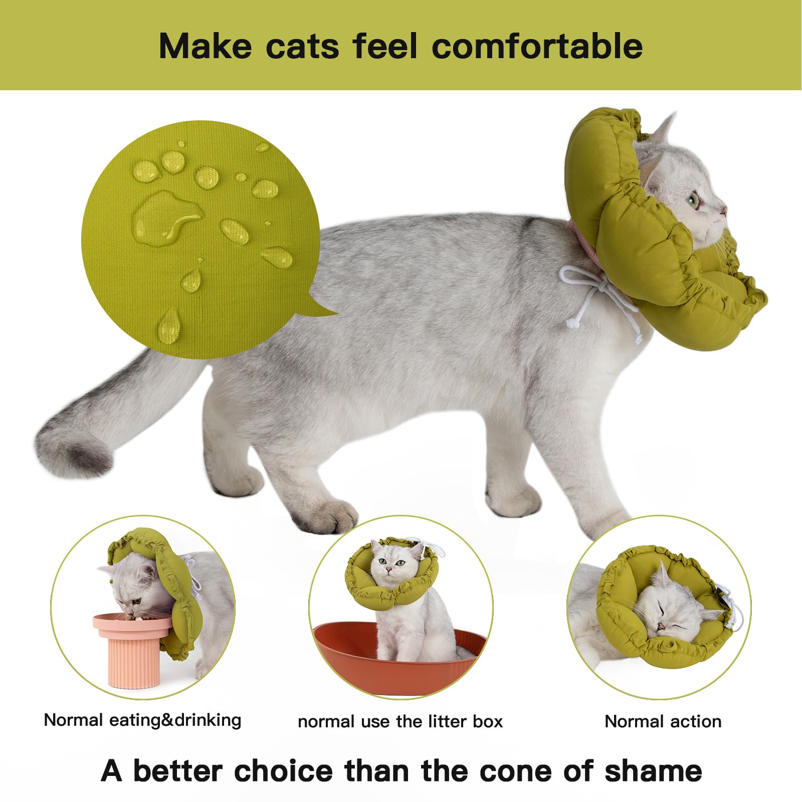 Cono Hidream para gato, ajuste elástico para un ajuste seguro.