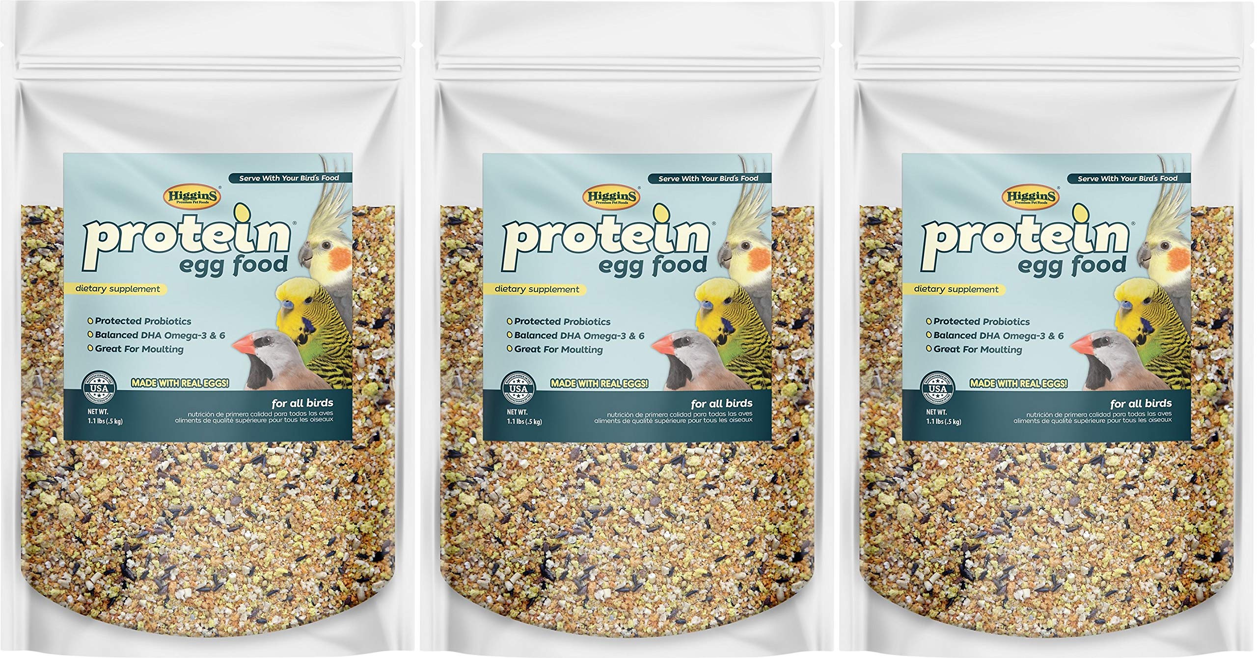 Higgins Alimento proteico para huevos, paquete de 3 unidades de 1,1 libras para aves.