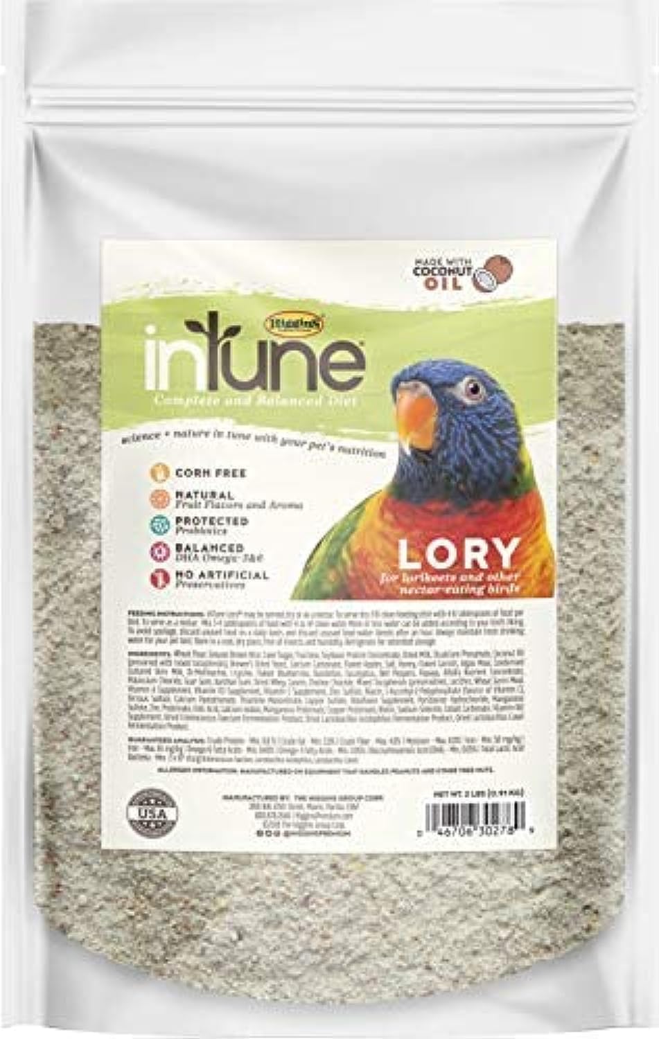 Higgins Intune Lory Food, alimento para lori, sabor natural y beneficios digestivos