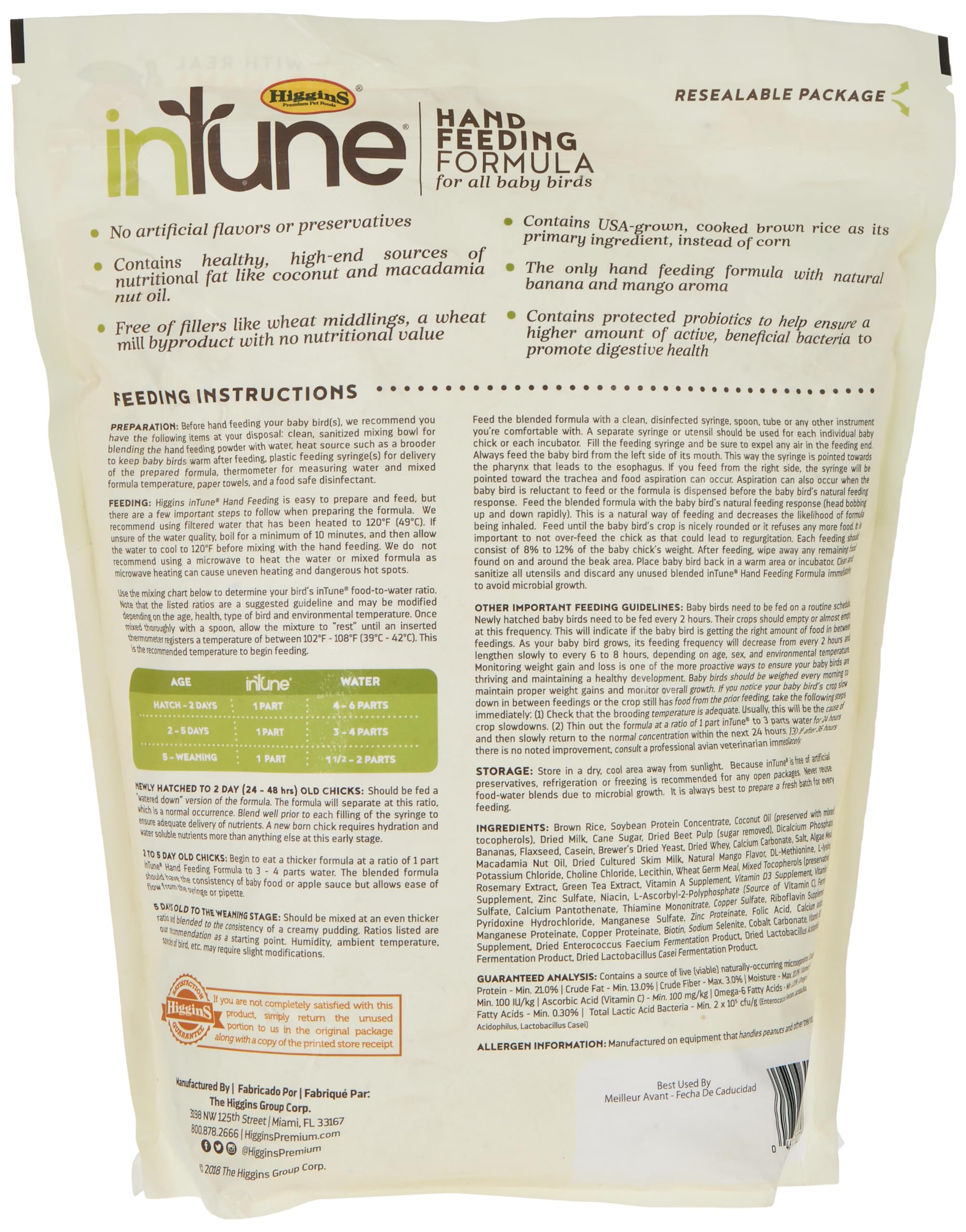 Higgins Intune, sabor fruta natural, ideal para crías durante la alimentación