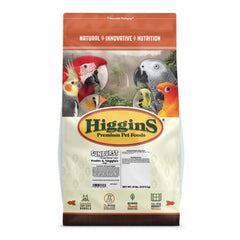 Alimento Higgins Sunburst para loros grandes en empaque compacto para almacenamiento seguro.