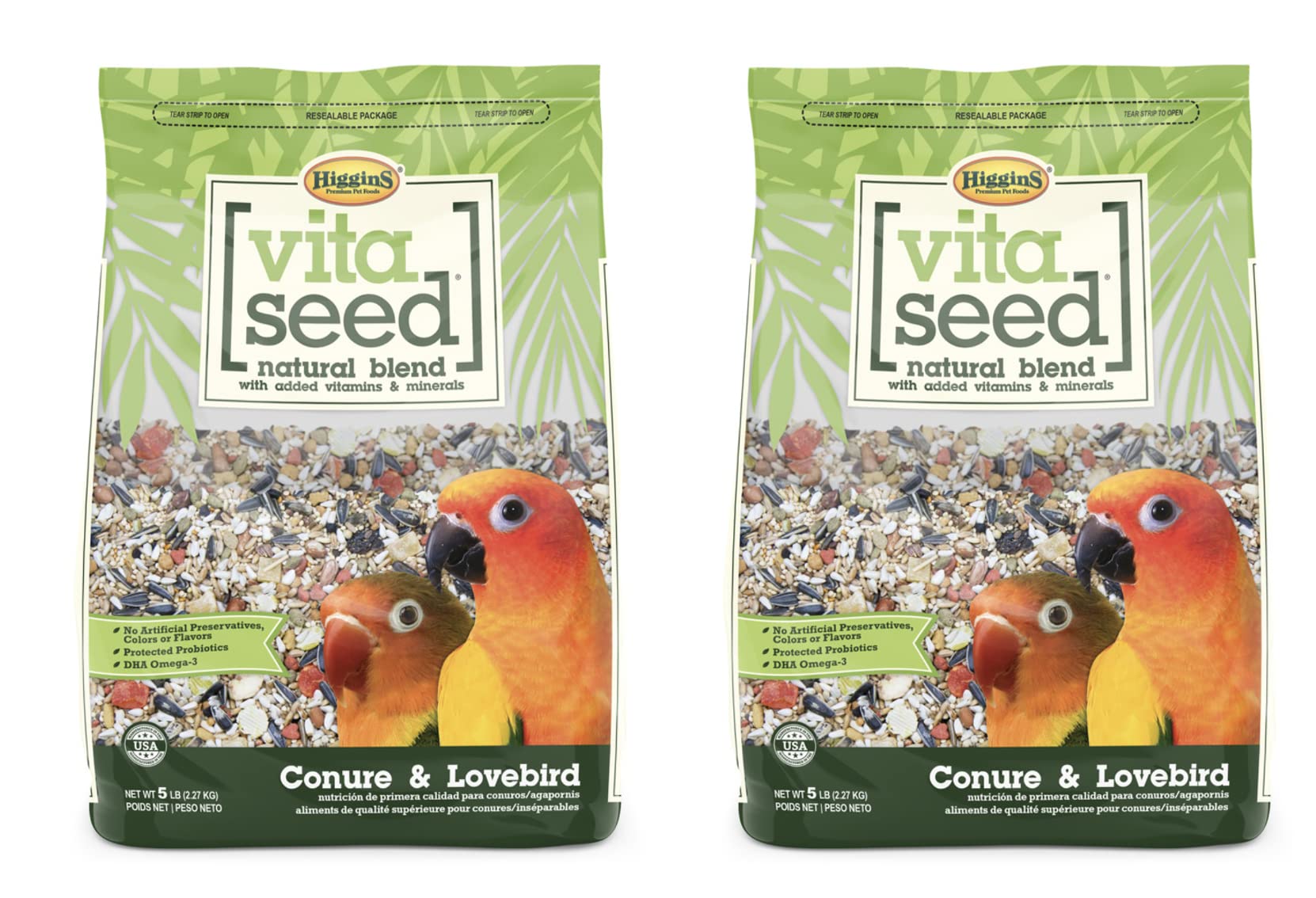 Higgins Vita Seed para conure y lovebird en dos bolsas de 5 lb cada una