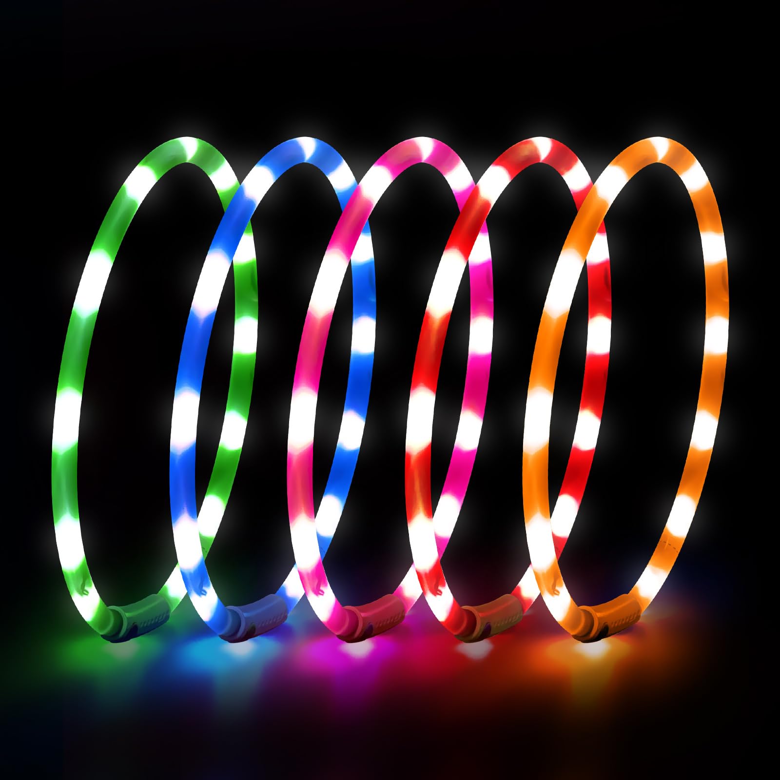 Higo collar LED recargable por micro USB para uso prolongado