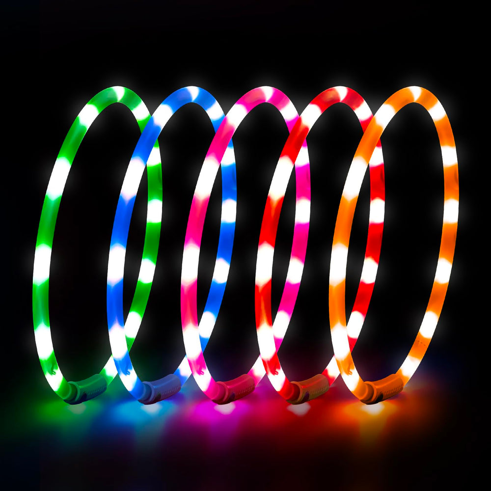 Higo collar LED recargable por micro USB para uso prolongado