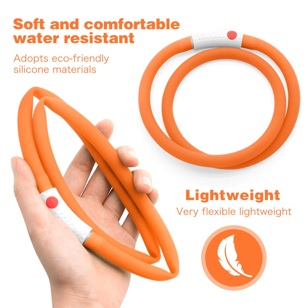 Collar Higo LED resistente al agua, ideal para lluvia o nieve.