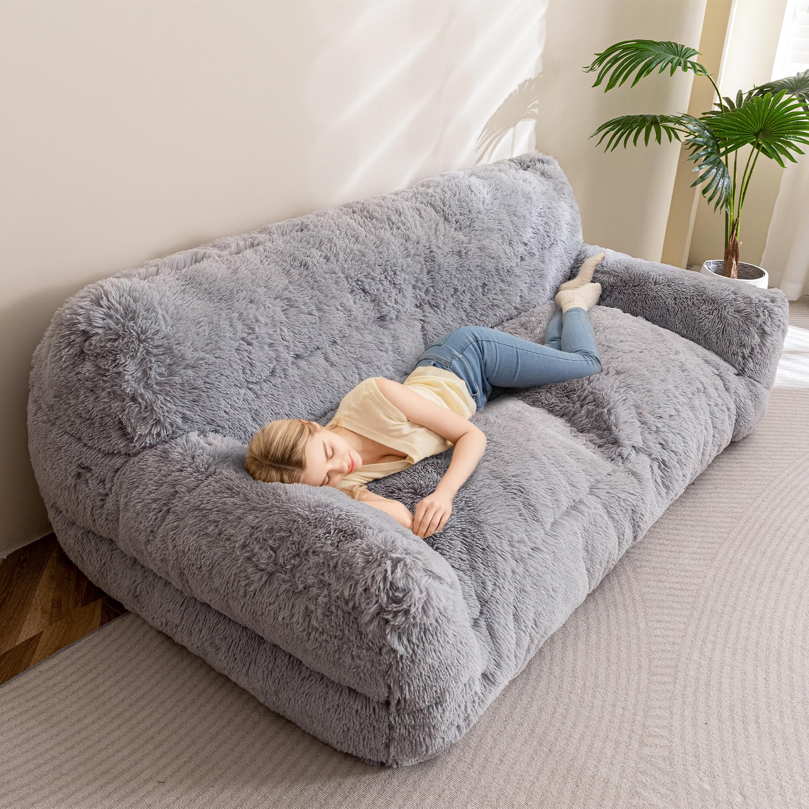 HIGOGOGO sillon humano-perro XXXL gris, visión general para descanso compartido en casa.
