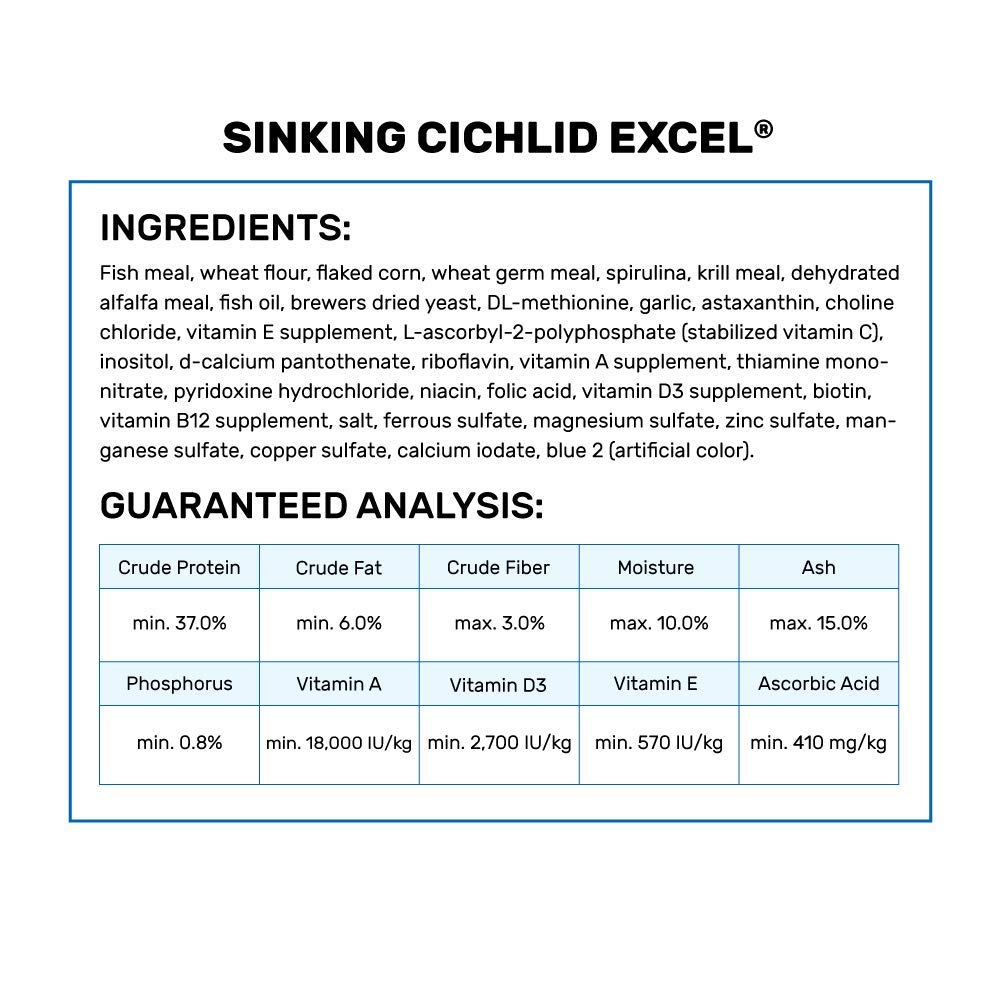 Hikari Cichlid Excel: pellets que se hunden para alimentación en el sustrato.