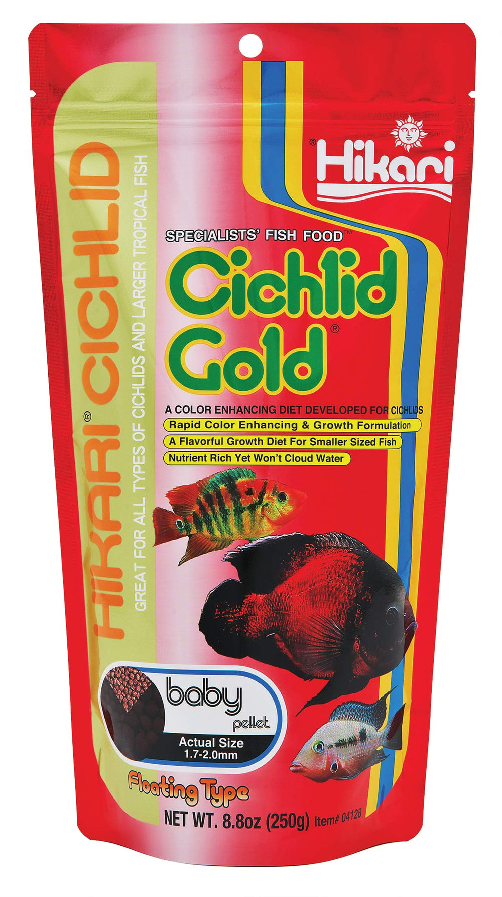 Hikari Cichlid Gold: pellets flotantes para monitorizar la ingesta diaria.