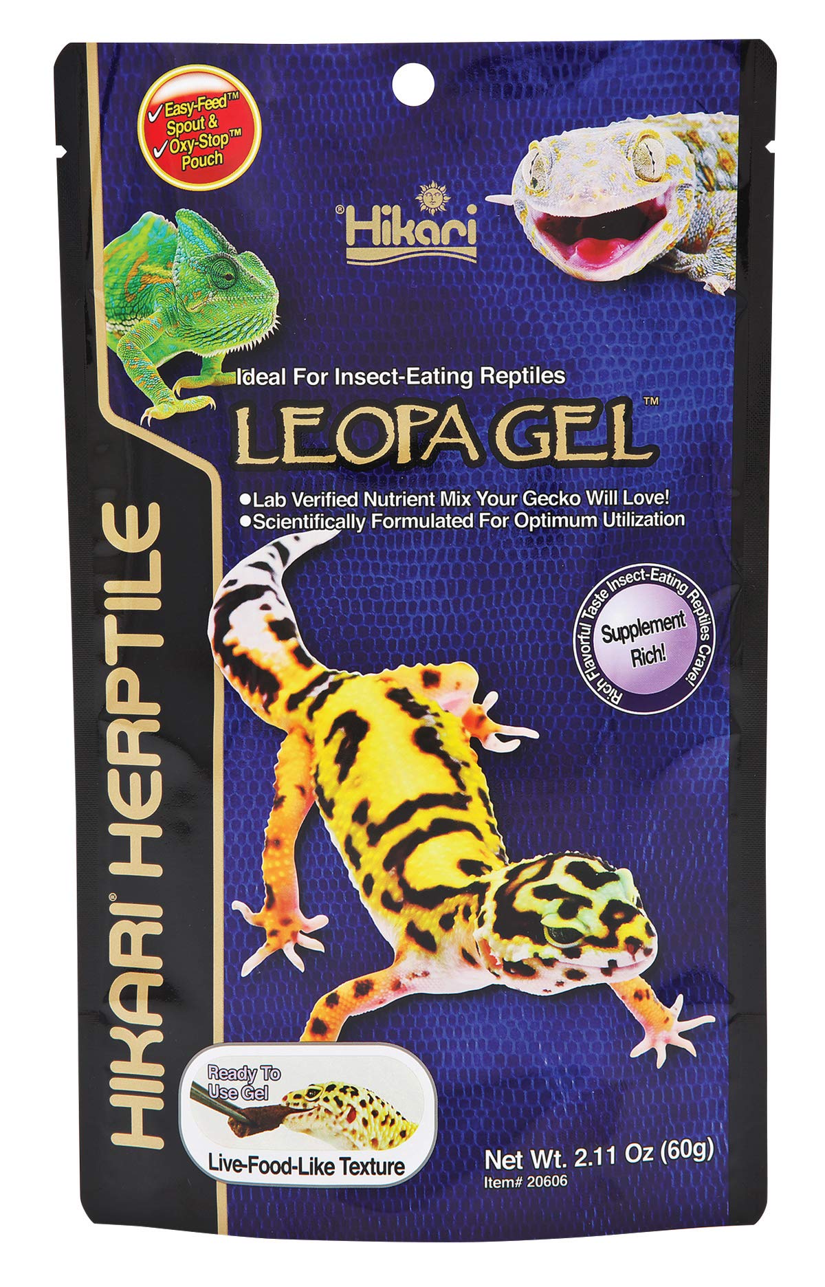 Hikari LeopaGel frasco con boquilla para alimentar geckos insectívoros.