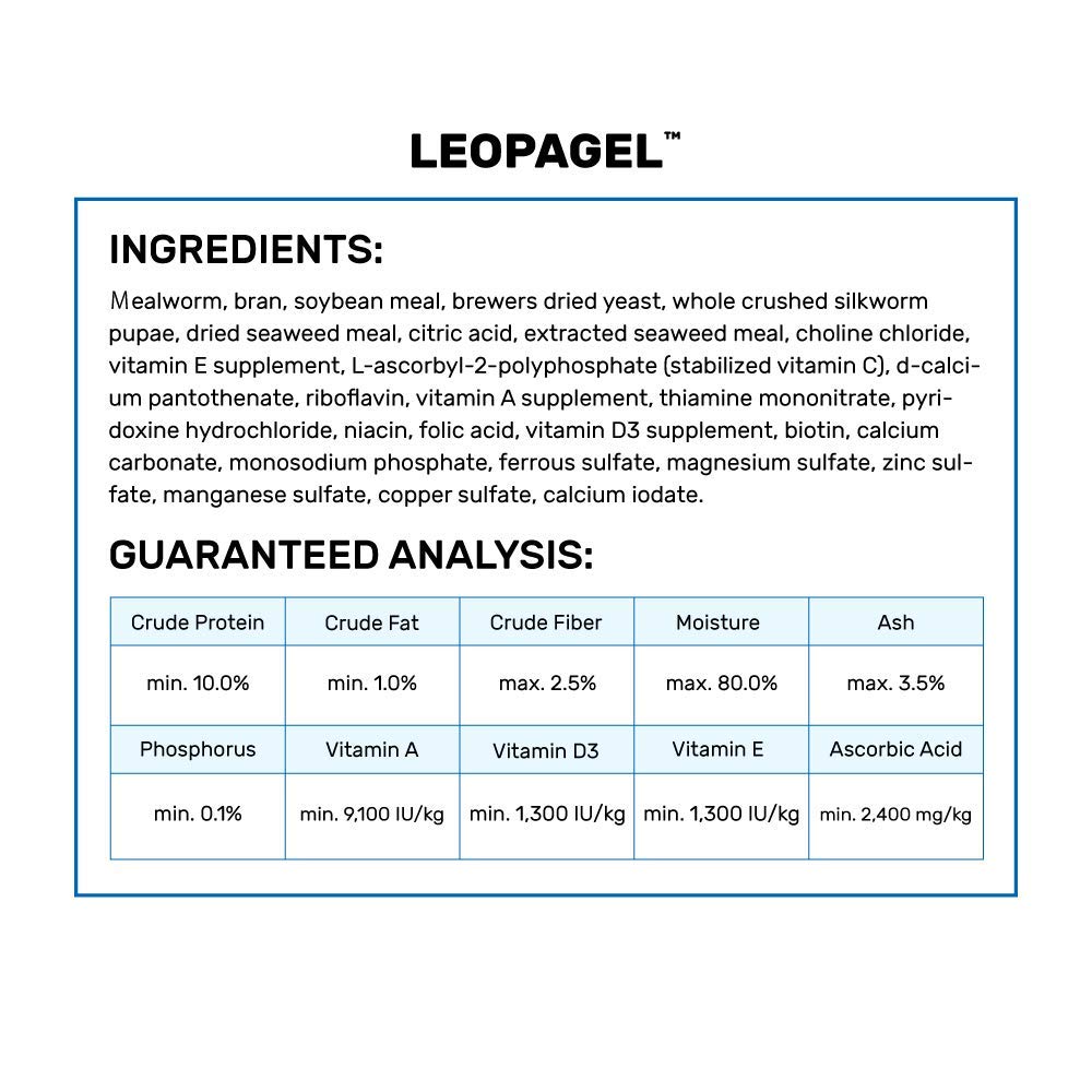 Hikari LeopaGel olor bajo frente a alimentos vivos.
