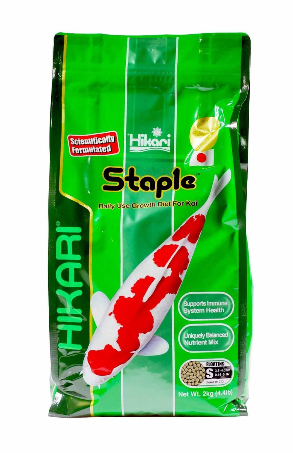 Hikari Staple Koi Food en empaque para alimentación diaria de koi