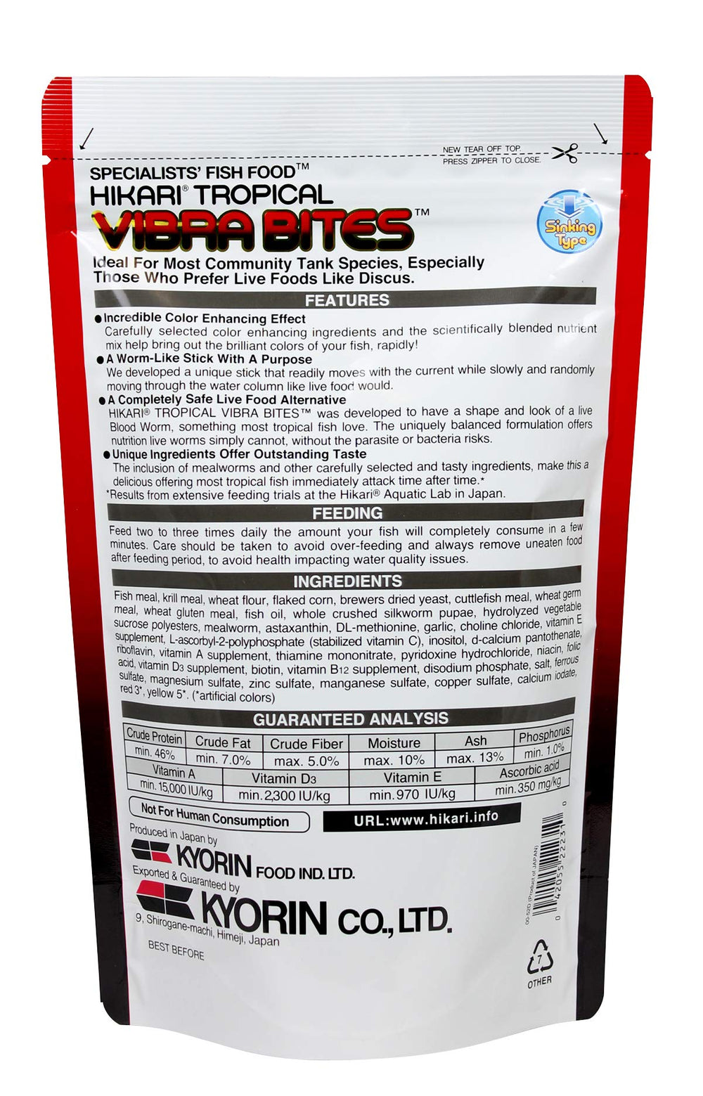 Hikari Vibra Bites formula equilibrada para nutricion segura