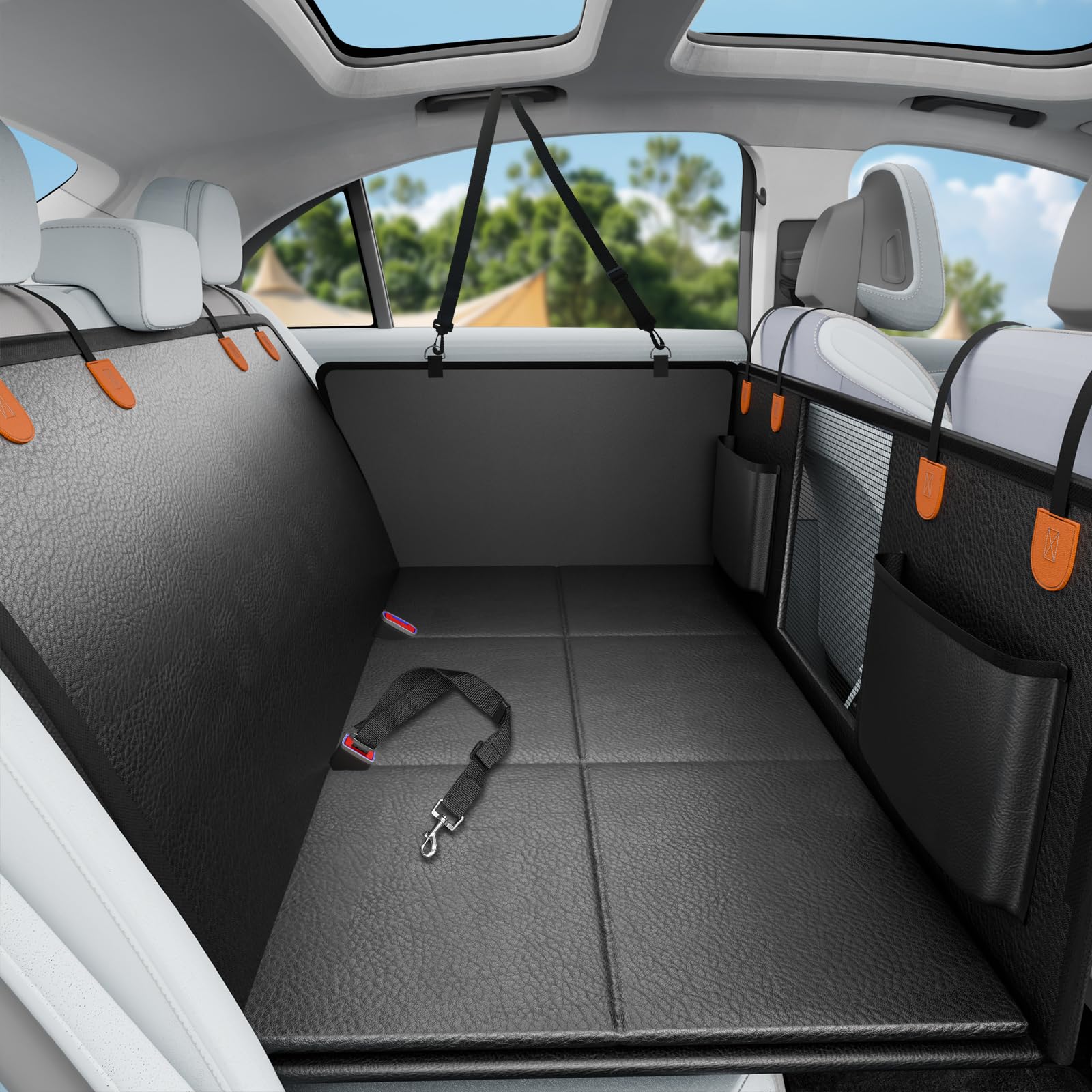 Funda HikeSeptPals para asiento trasero con base dura ofrece soporte estable para tu perro.