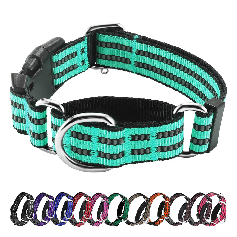 Hikiko collar martingale reflectante azul turquesa, cómodo para uso diario y mayor visibilidad.