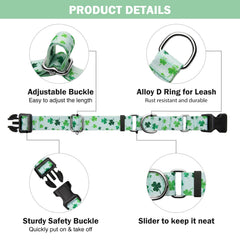 Collar Hikiko martingale con motivos de tréboles para San Patricio.