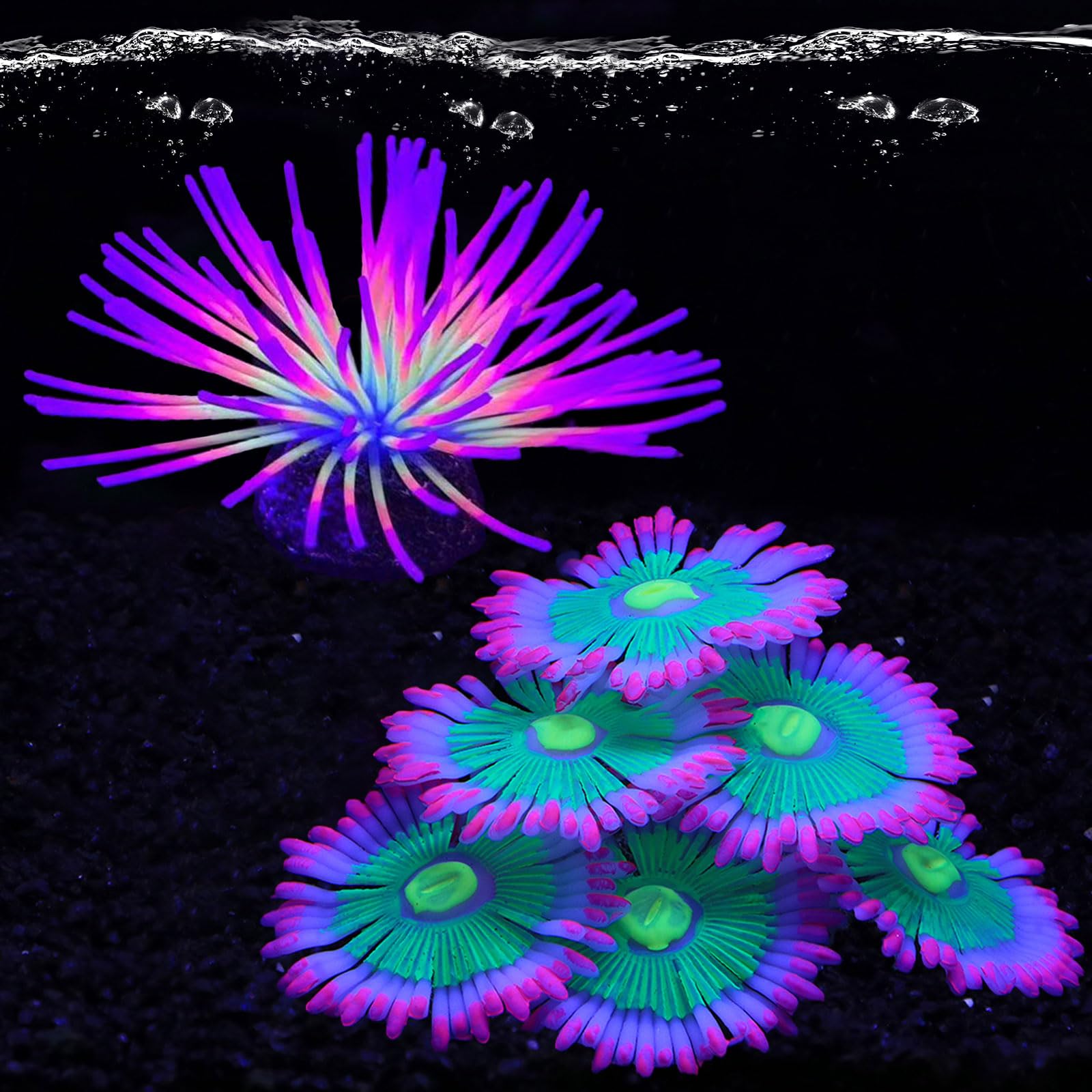 HIKTQIW decoracion acuario: anémona iluminada para paisaje submarino atractivo.