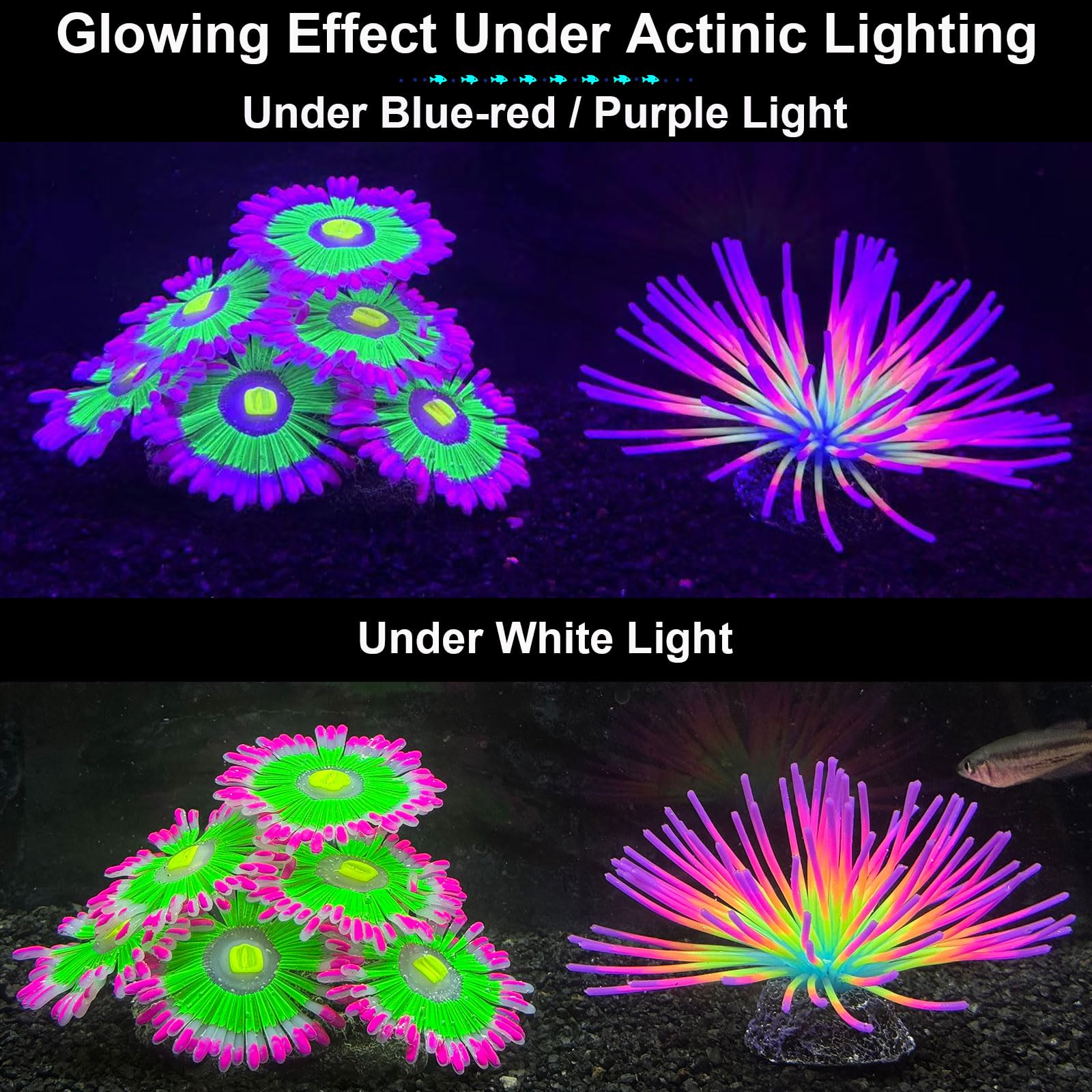 HIKTQIW decoracion acuario: planta iluminada suave segura para peces.