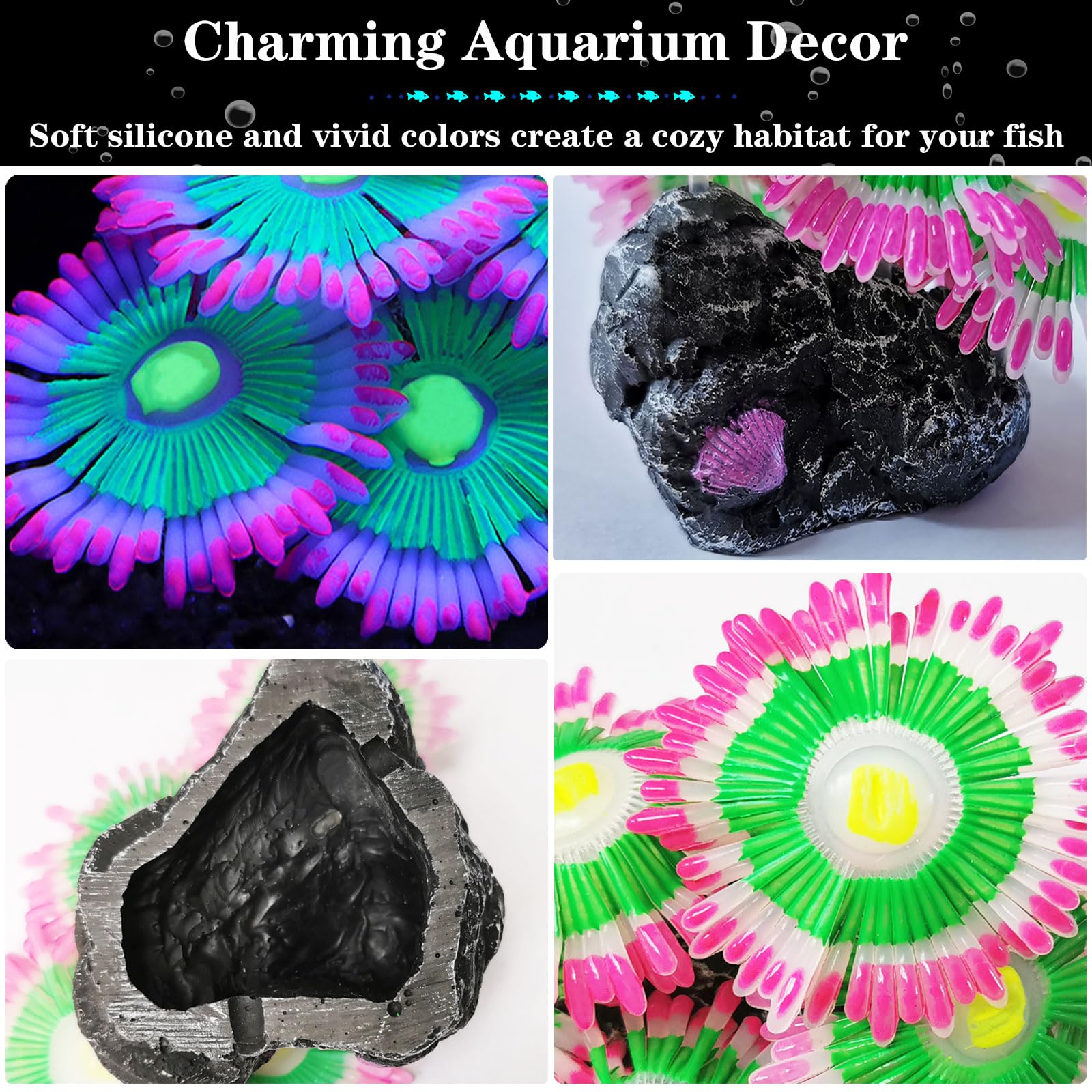 HIKTQIW decoracion acuario: la iluminación externa activa el brillo luminoso.