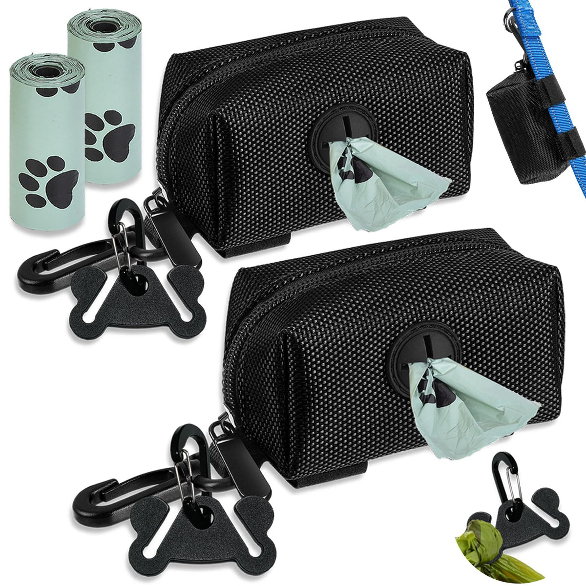 Hilihali dispensador de bolsas para perro en la correa, ideal para paseos limpios.