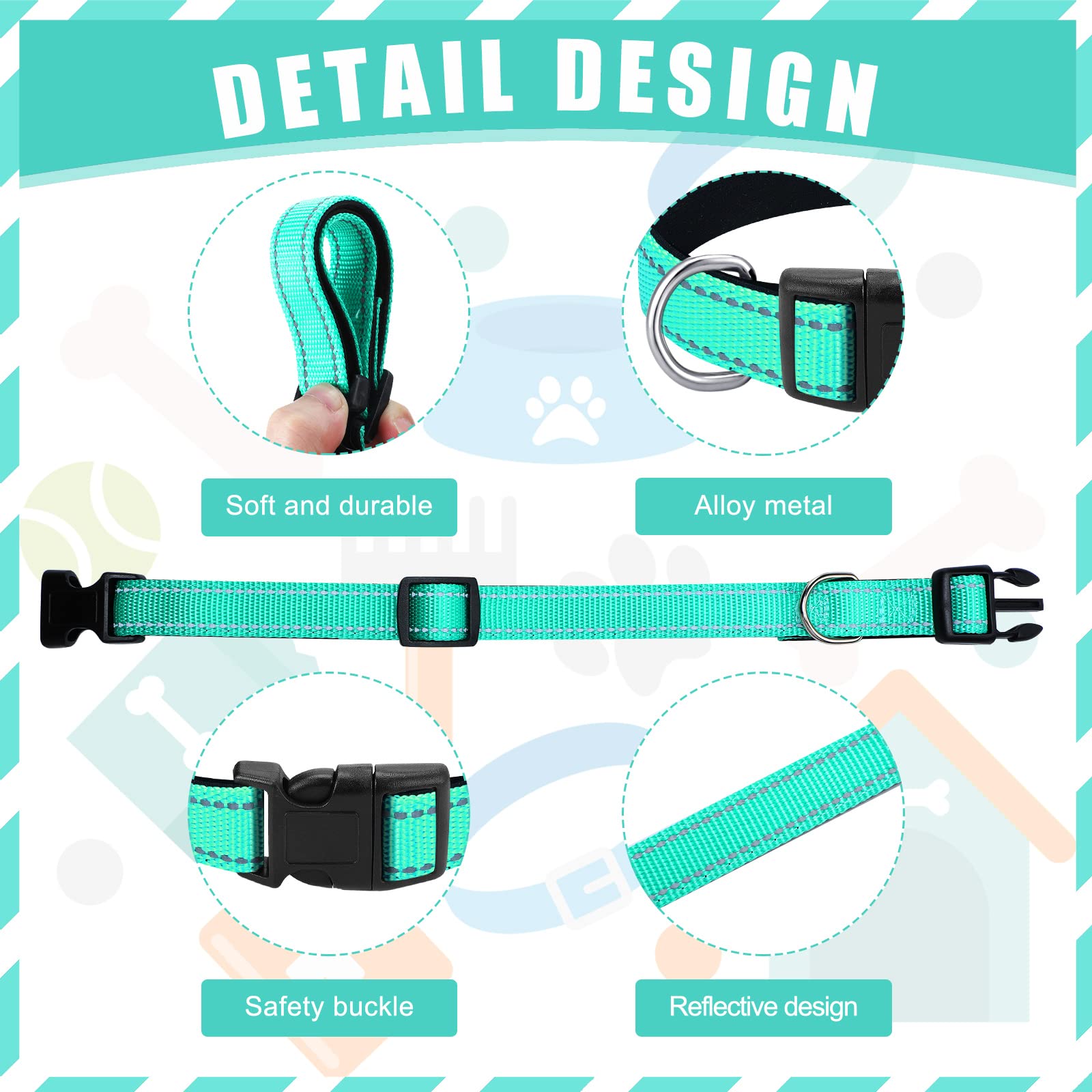 Hillban collar reflectante purpura, cierre de seguridad estable para peludos activos.