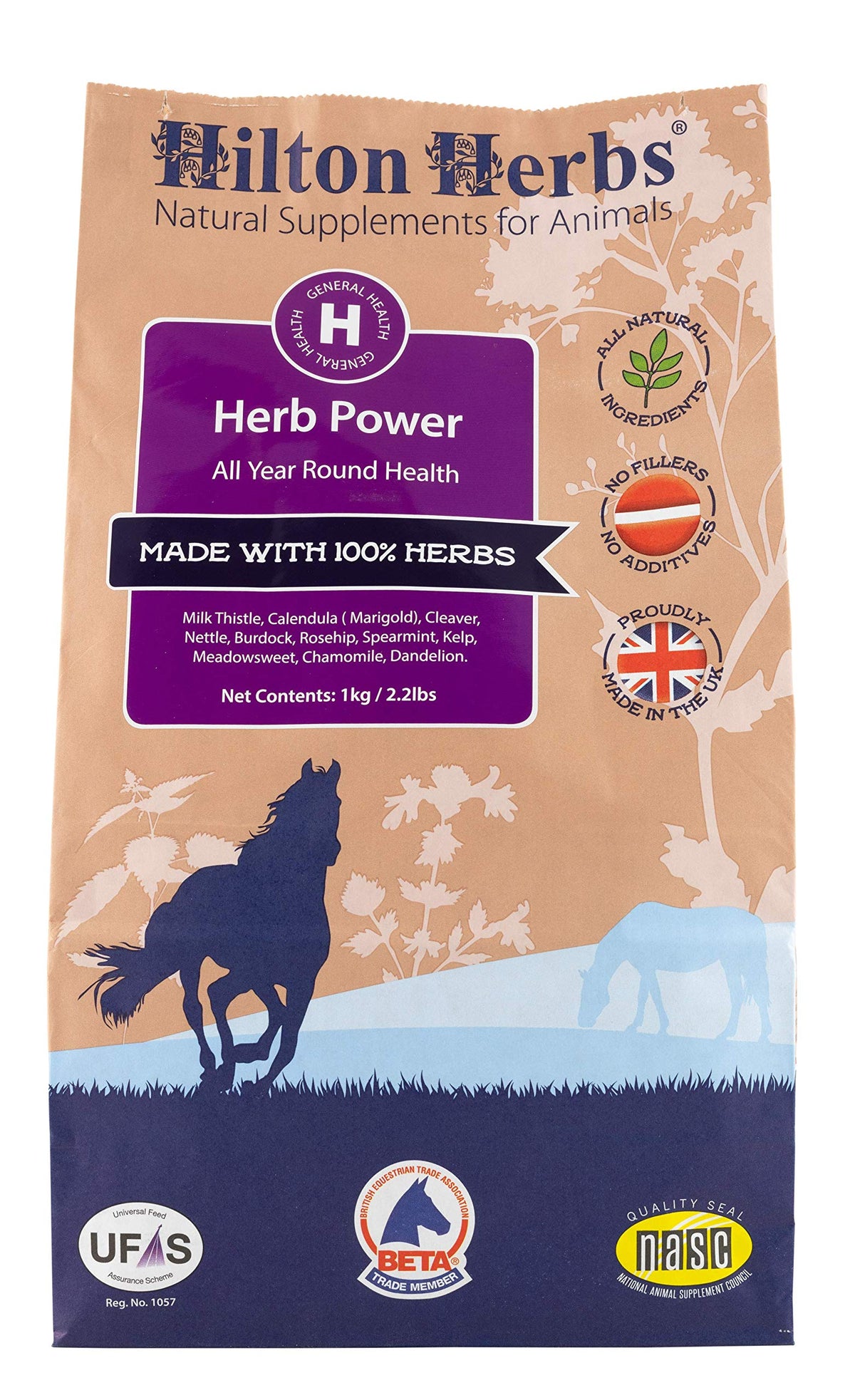 Hilton Herbs Herb Power, botella para caballos, apoyo diario a la salud.