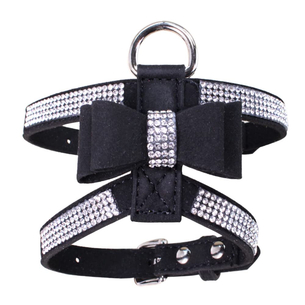 Arnés HimyBB para perro pequeño con cristales brillantes, ideal para paseos elegantes.