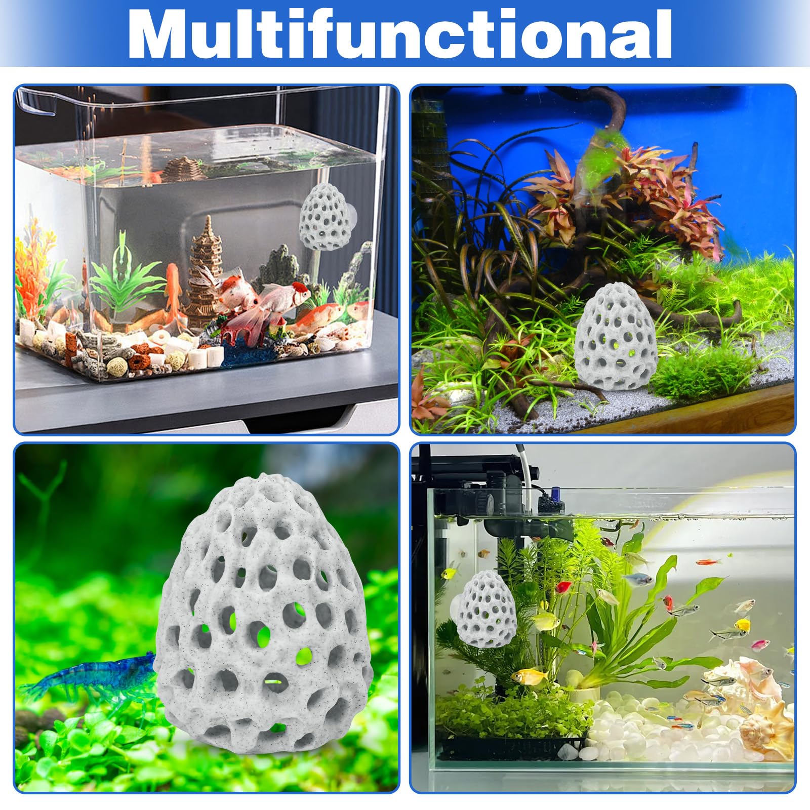 HINGTAI escena tropical para acuario con cueva blanca: hábitat visual equilibrado.
