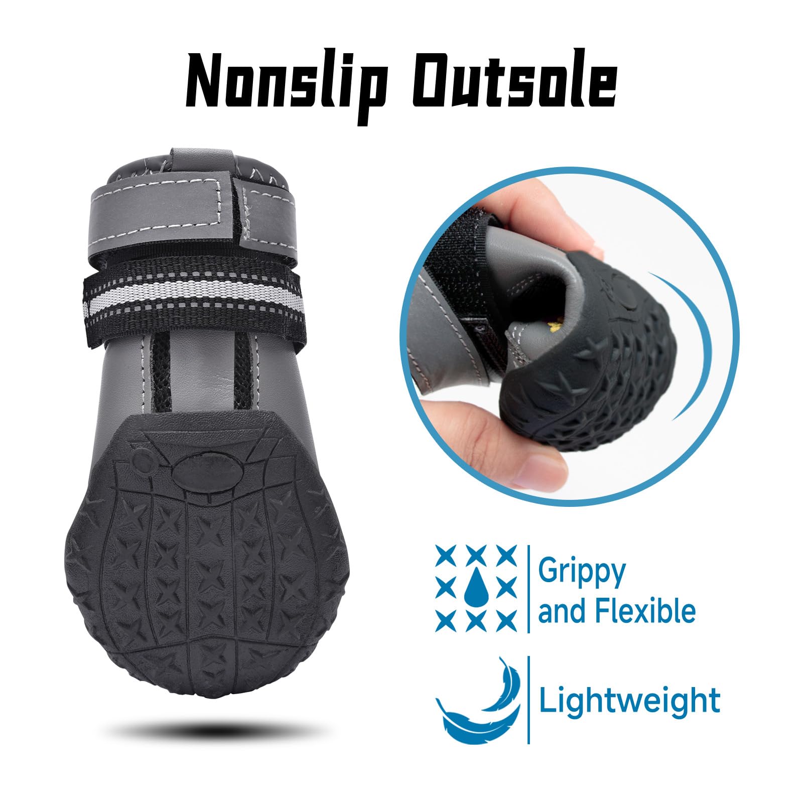 Hipaw zapatillas para perros con tiras reflectantes para paseos nocturnos