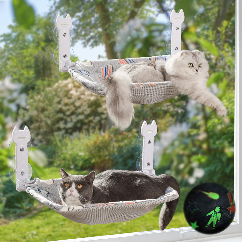 HiPetpy reposo de ventana para gatos, cómodo y estable para descansar mirando hacia fuera.