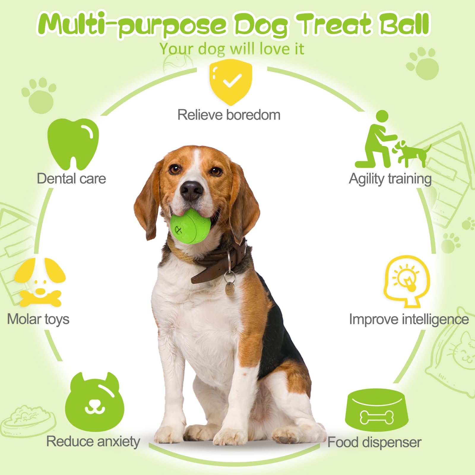 HIPPIH bola dispensadora verde, mantiene ocupado al perro durante la comida
