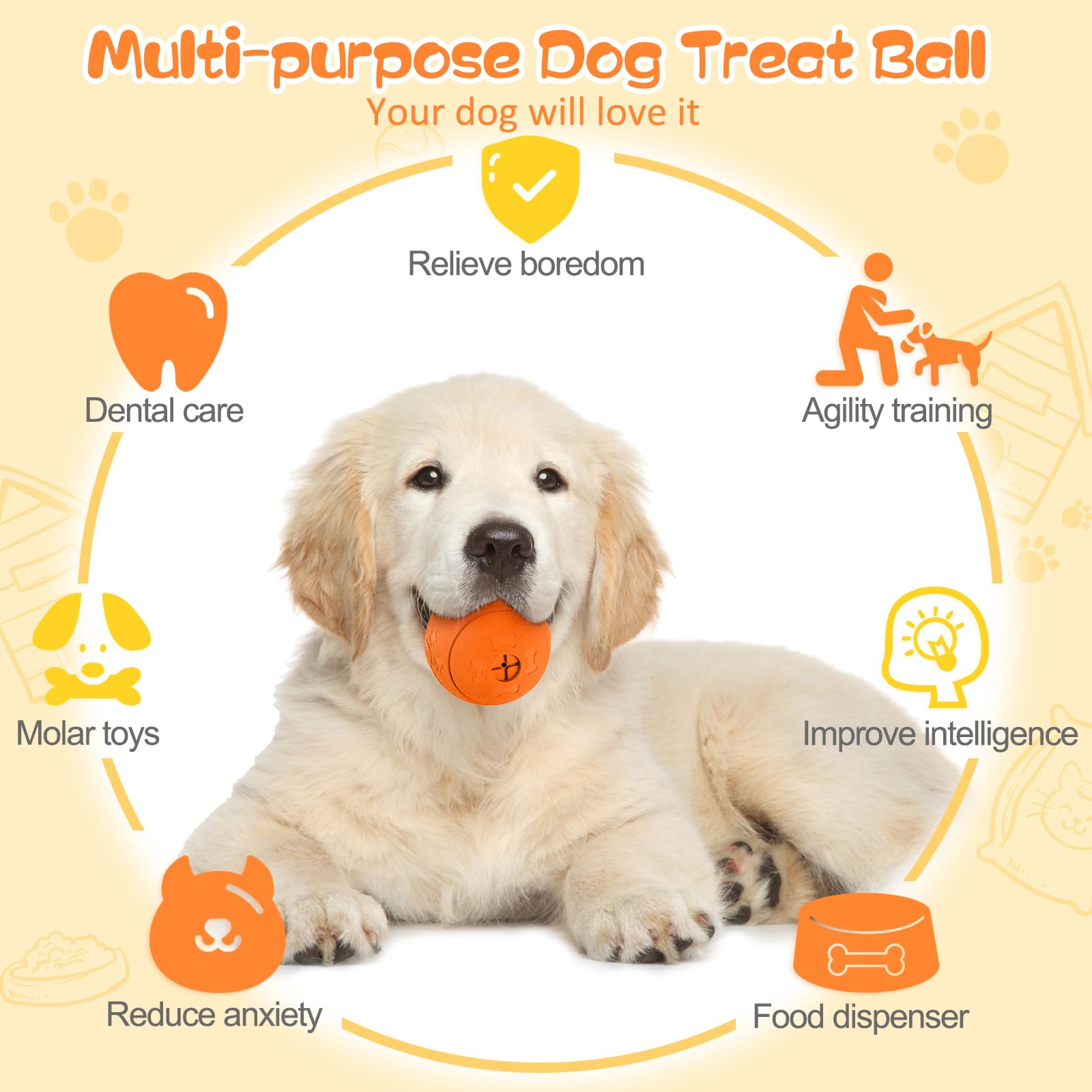 HIPPIH bola masticable para dientes de perros, promueve higiene bucal.
