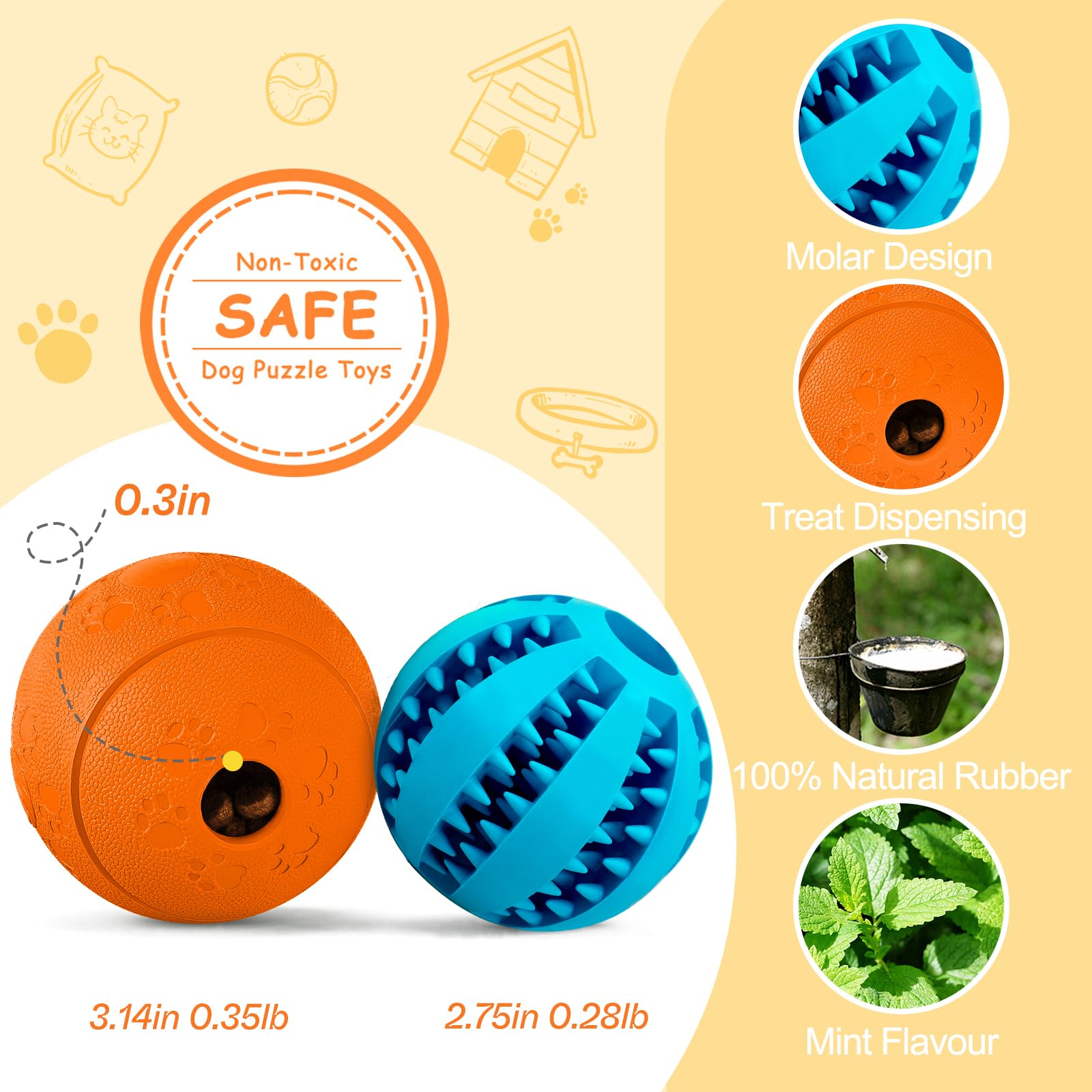 HIPPIH bola premio naranja para perros, fomenta interés y exploración.