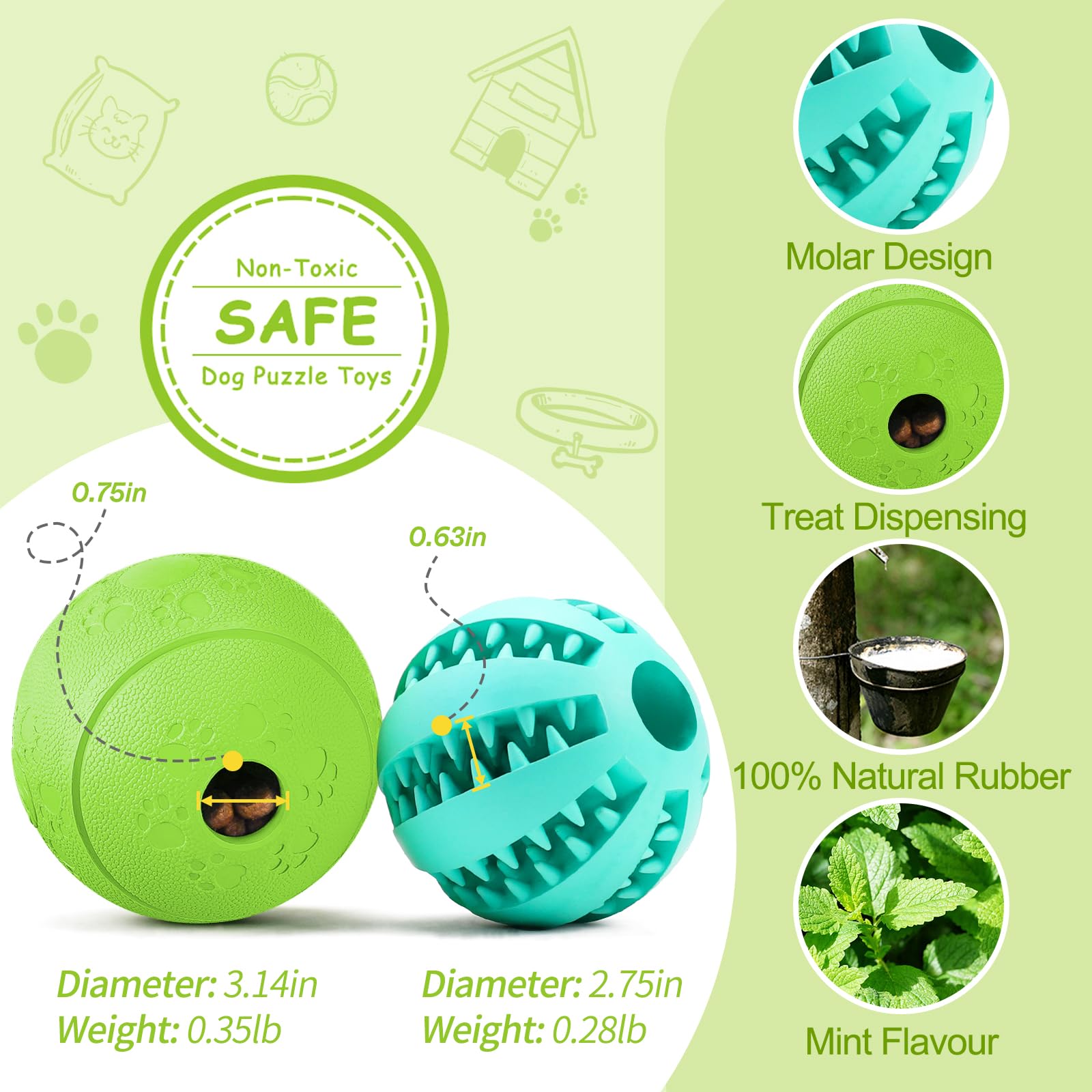 HIPPIH bola puzzle verde para perro, estimula inteligencia y premio interactivo