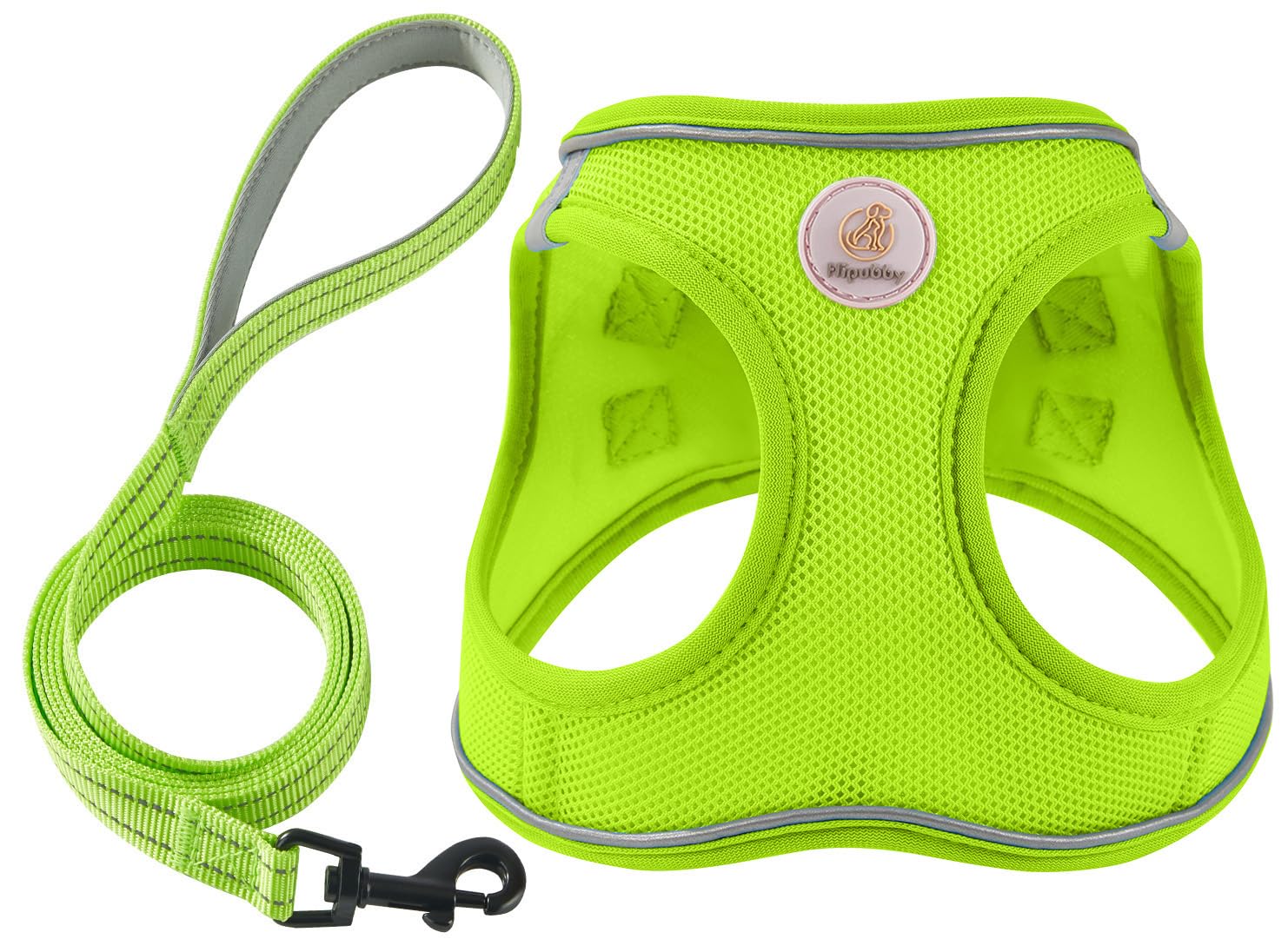 Hipubby arnés de malla suave verde brillante para paseos cómodos.