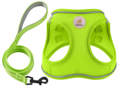 Hipubby arnés de malla suave verde brillante para paseos cómodos.