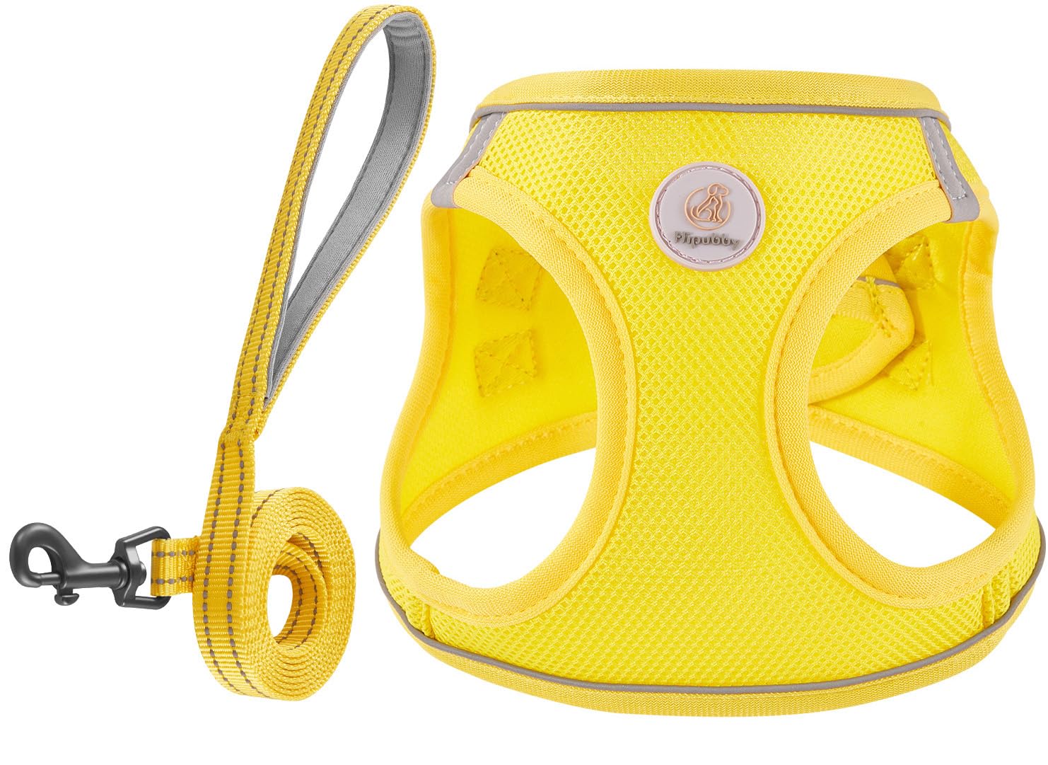 Arnés Hipubby para perro, vista general del chaleco transpirable en color amarillo.