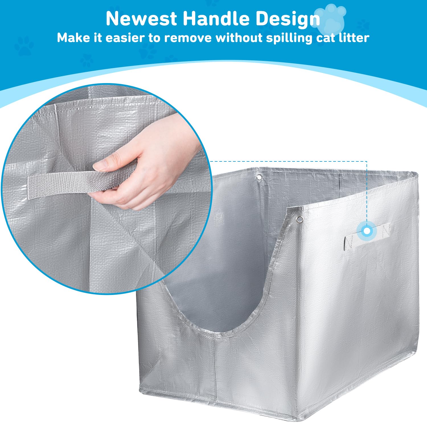 Liner F de HireGIGI con asa práctico para manipular y desechar con seguridad.