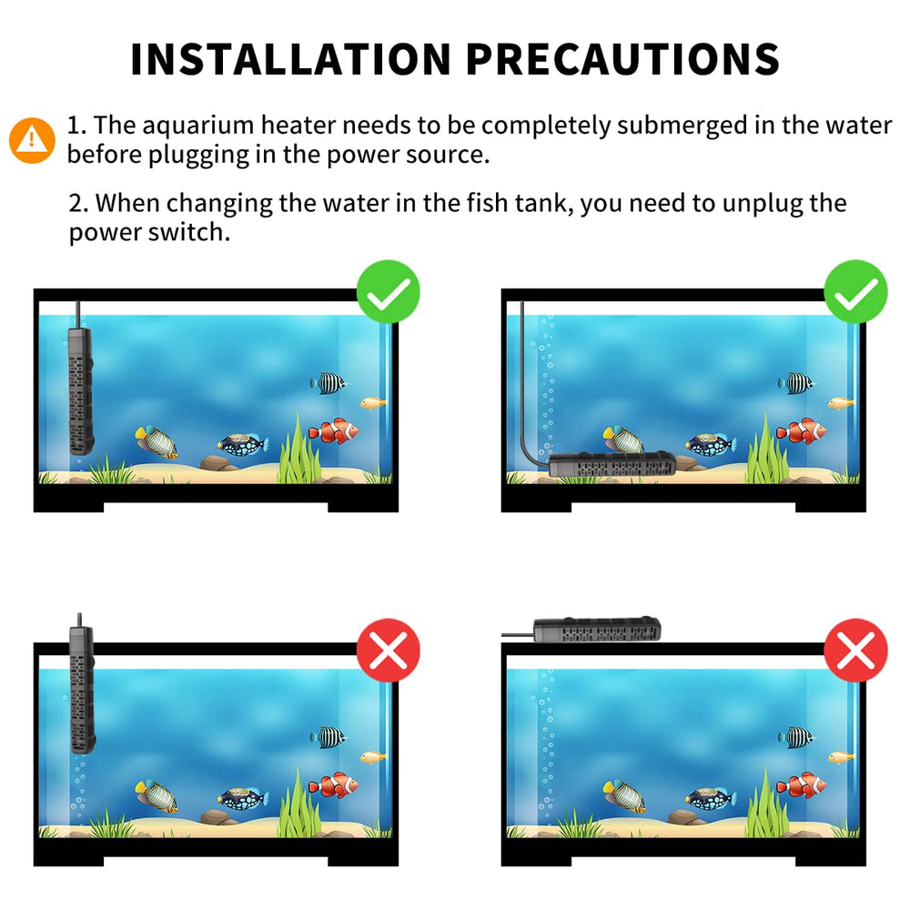 HiTauing calentador de acuario 500W, rendimiento fiable para agua salada y dulce.