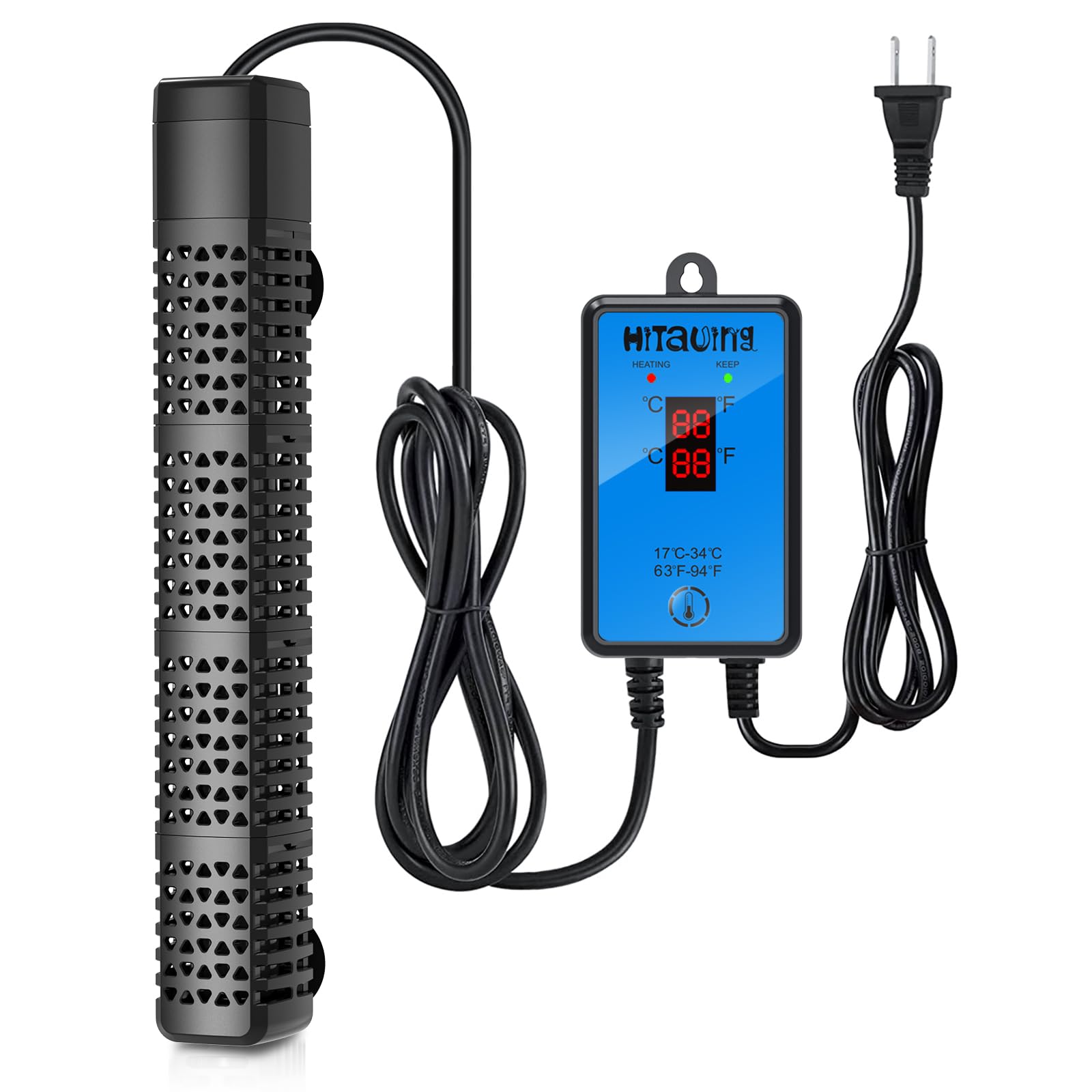 HiTauing termocalentador para acuario 300W, cuerpo de cuarzo resistente.