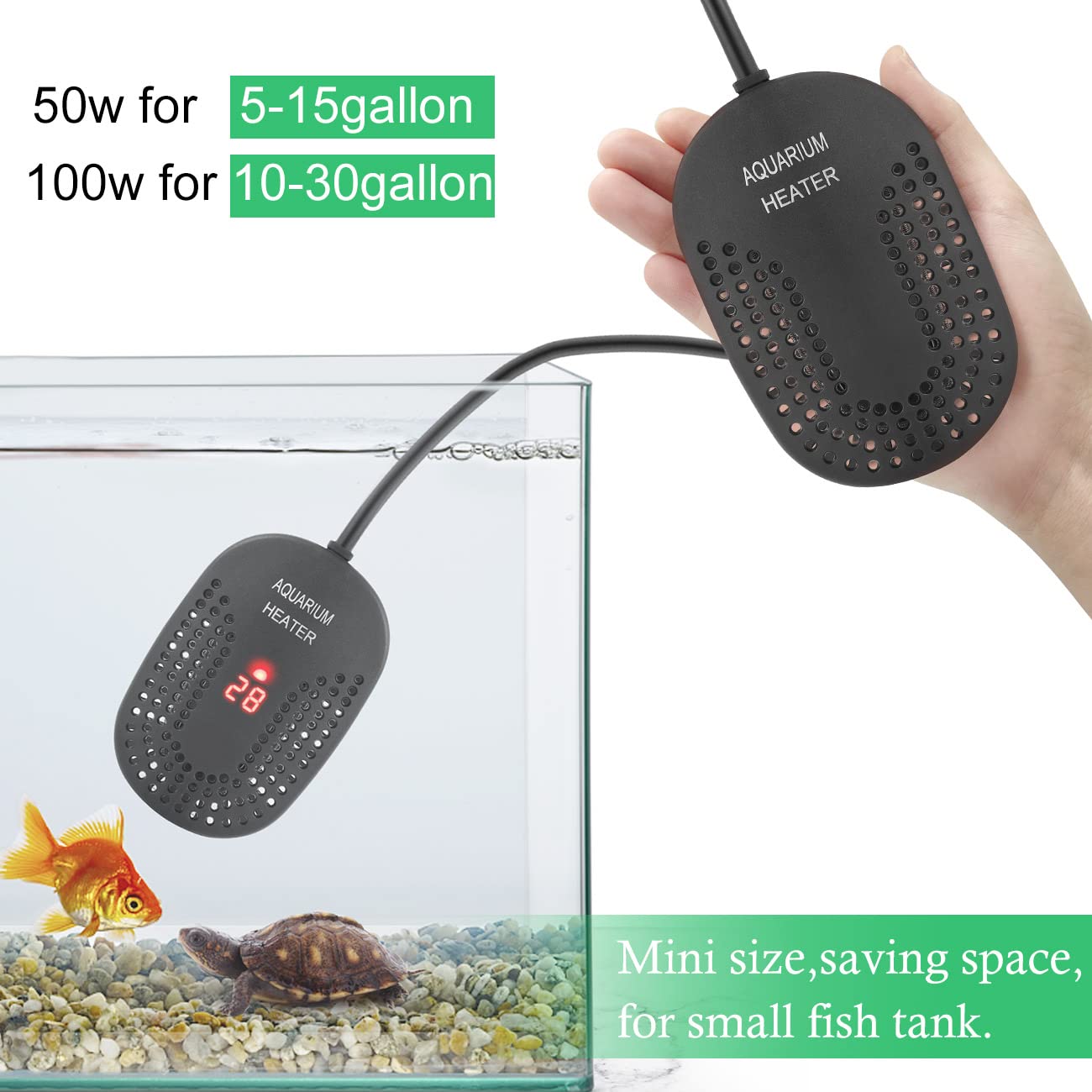 Hitop 100W: dimensiones compactas para acuarios de 10 a 30 galones