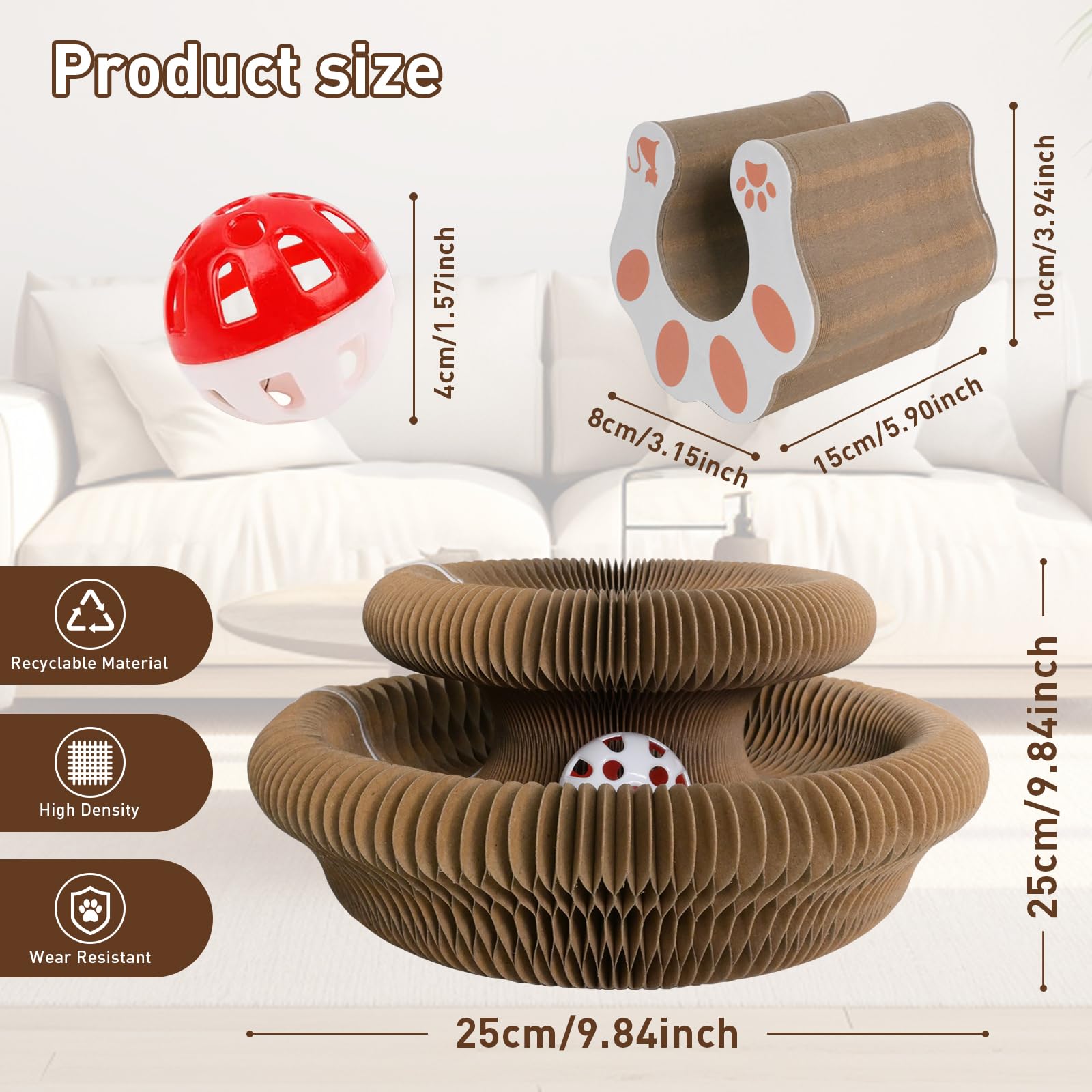 HivaolJoy Kitty Cat Toys Organ Kurlz: forma hueso plegable para juego adaptable