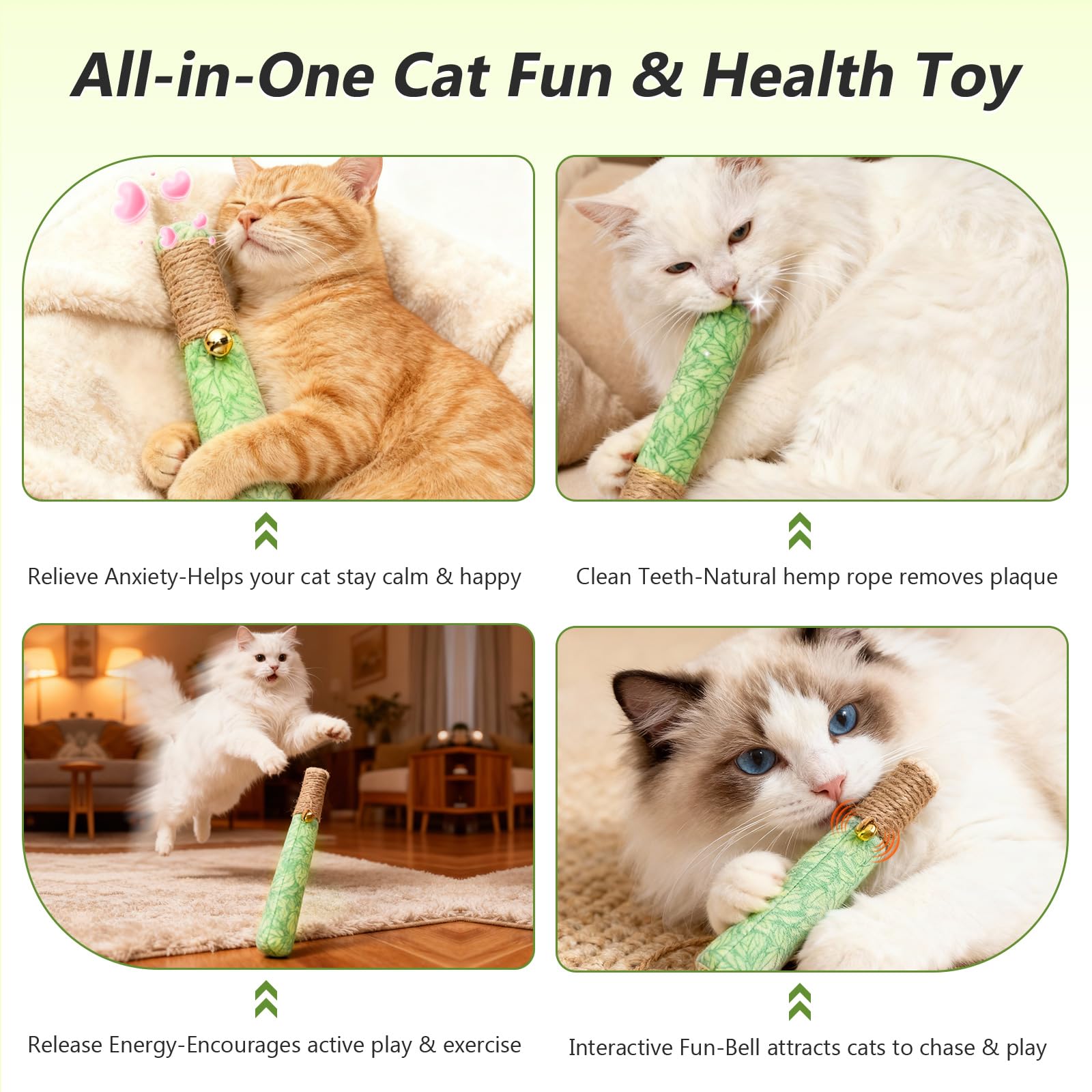 Juguete con campana y sonidos divertidos, menta gatuna para gatos.