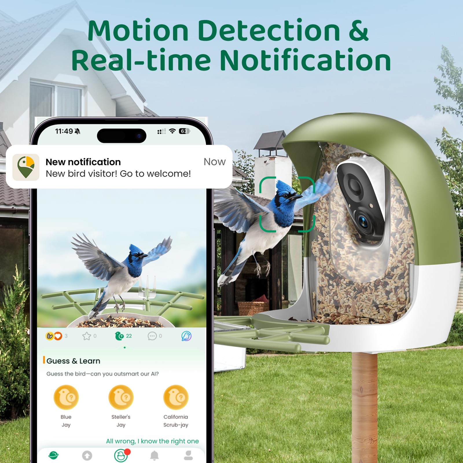 HIXX camara 2K, vision nocturna a color para observar aves con claridad.