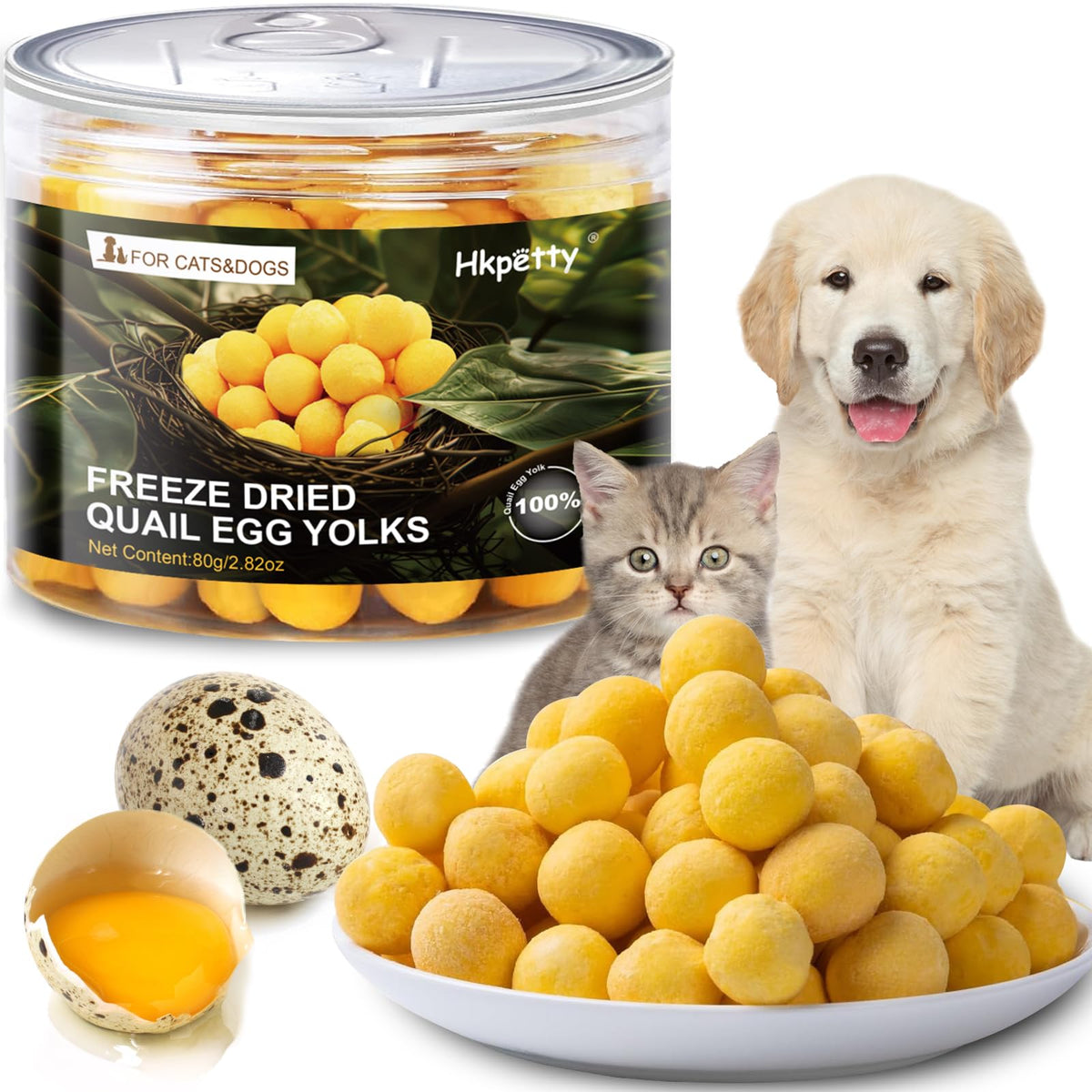 Hkpetty yemas de codorniz, snack seco para mascotas, concentrado en nutrientes